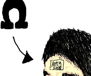 omega sign on forehead